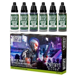 Green Stuff World 10113 Zestaw 6 farb - NMM Steel and Silver