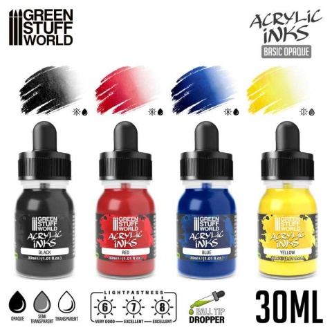Green Stuff World 13344 Acrylic Inks Set - Basic Opaque Green Stuff World 13344 Acrylic Inks Set - Basic Opaque