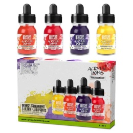 Green Stuff World 13351 Acrylic Inks Set - Transparent Fire