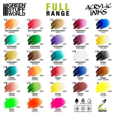 Green Stuff World 13351 Acrylic Inks Set - Transparent Fire Green Stuff World 13351 Acrylic Inks Set - Transparent Fire