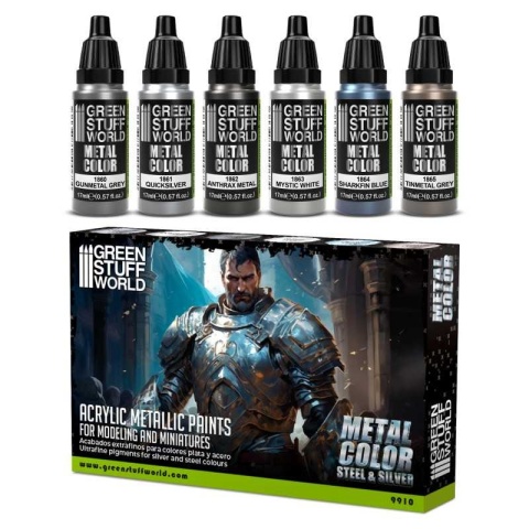 Green Stuff World 9910 Metalic Paint Set - Silver Green Stuff World 9910 Metalic Paint Set - Silver
